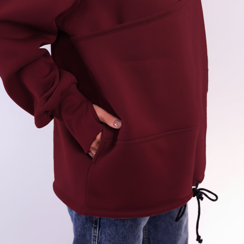 Burgundy sweatshirt with a white background