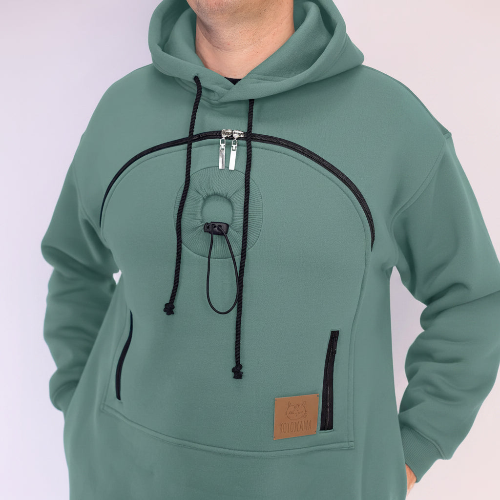 Emerald Green hoodie with black accents on a plain background