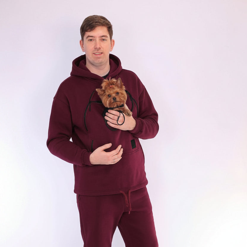 Set_Men_Wedding Gift, Anniversary Gift for Couple, Custom Dog Carrier Hoodie & Joggers Set, Personalized Cotton Sweatshirt, Matching Couple Gift Set Secondary image