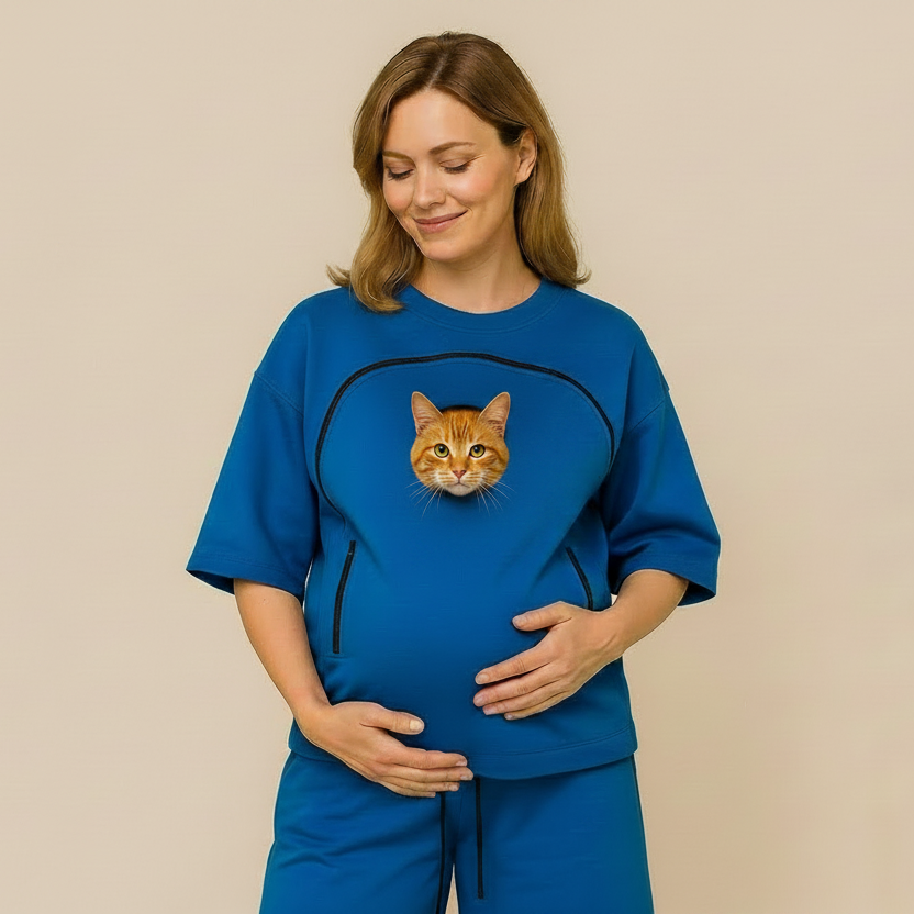 Vibrant Blue Outfits: Summer Travel Outfits for Women with Pet Pouch Secondary image