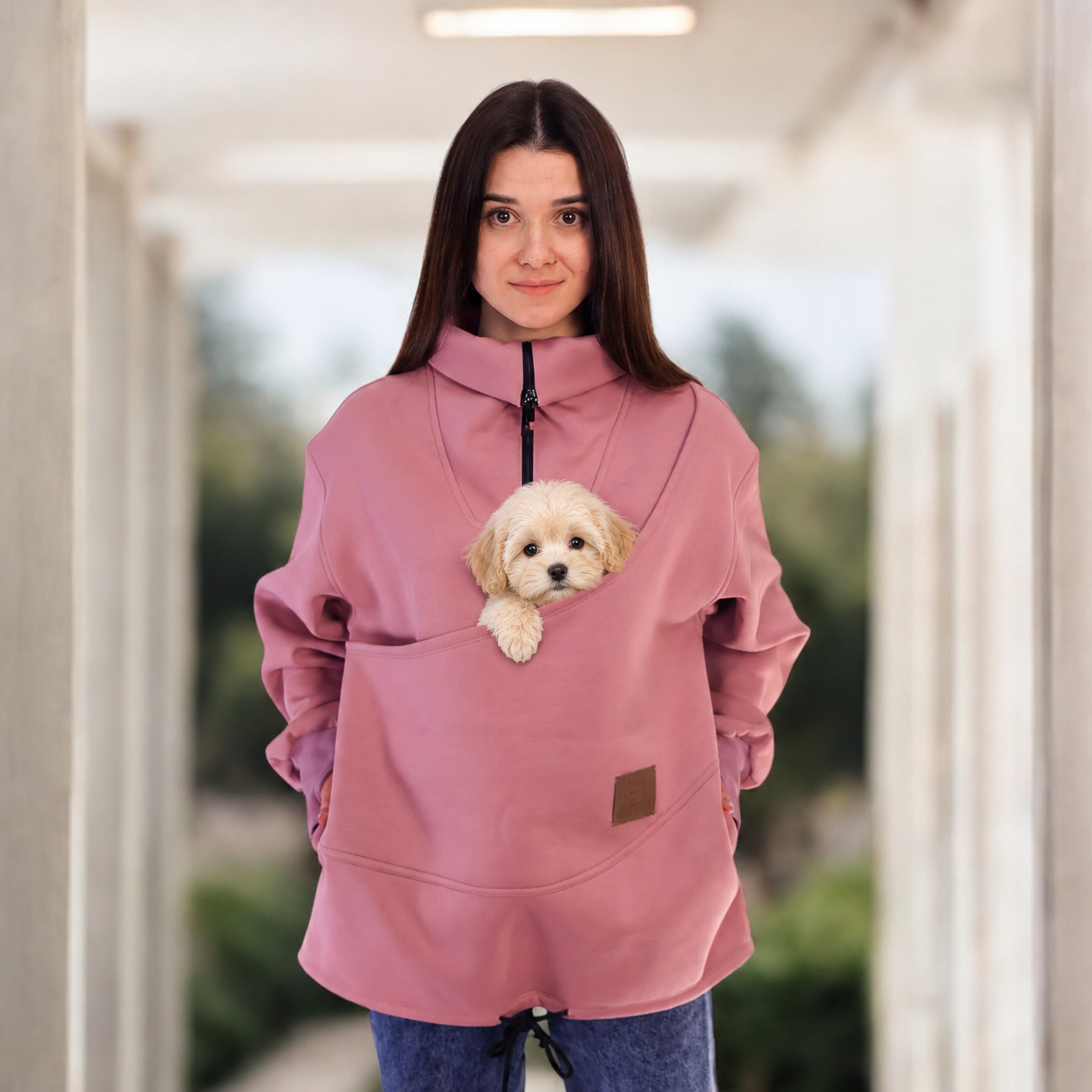 Handmade Dog Carrier Sweatshirt: Cotton Blend Pet Pocket Sweatshirt for Cats & Dogs Secondary image