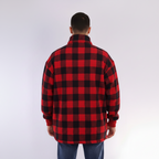 Men wearing a Red Plaid sweatshirt on white background