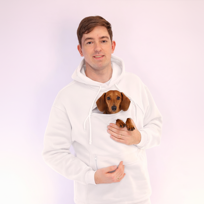 White Matching Outfit for Pet Owners with Hoodie and Pants Secondary image